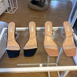 Primark Heeled Lucite Sandal Set- Tan/ Black